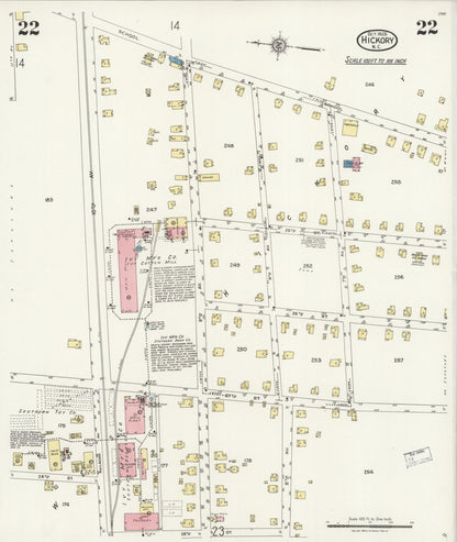 Sanborn Fire Insurance Map from Hickory, Catawba County, North Carolina (1925), Sheet #0022 - Complete Map Set gallery image, historic Sanborn map, vintage wall art, North Carolina North Carolina