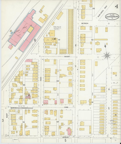 Sanborn Fire Insurance Map from Johnsonburg, Elk County, Pennsylvania (1904), Sheet #0004 - Historic Sanborn Fire Insurance Map Print, vintage old map wall art, antique decor, genealogy gift, Pennsylvania Pennsylvania map