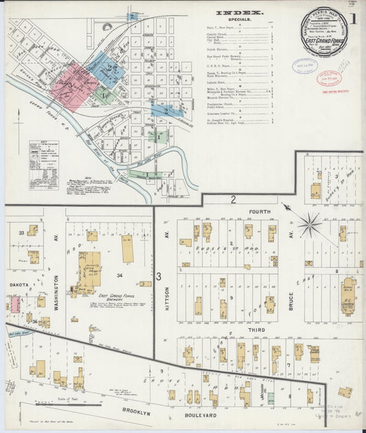 Sanborn Fire Insurance Map from East Grand Forks, Polk County, Minnesota (1897), Sheet #0001 - Historic Sanborn Fire Insurance Map Print, vintage old map wall art, antique decor, genealogy gift, Minnesota Minnesota map