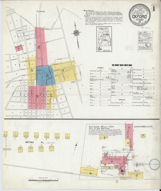 Sanborn Fire Insurance Map from Oxford, Calhoun County, Alabama. (1921) – Historic Sanborn Fire Insurance Map Print