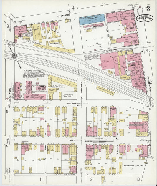 Sanborn Fire Insurance Map from Middletown, Dauphin County, Pennsylvania (1920), Sheet #0003 - Historic Sanborn Fire Insurance Map Print, vintage old map wall art, antique decor, genealogy gift, Pennsylvania Pennsylvania map