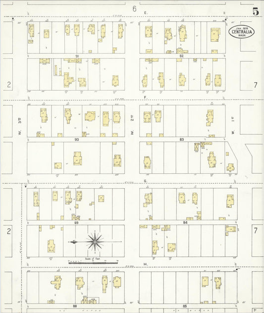 Sanborn Fire Insurance Map from Centralia, Lewis County, Washington (1909), Sheet #0005 - Historic Sanborn Fire Insurance Map Print, vintage old map wall art, antique decor, genealogy gift, Washington Washington map