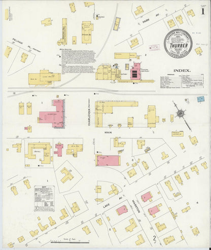 Sanborn Fire Insurance Map from Thurber, Erath County, Texas (1911), Sheet #0001 - Complete Map Set gallery image, historic Sanborn map, vintage wall art, Texas Texas