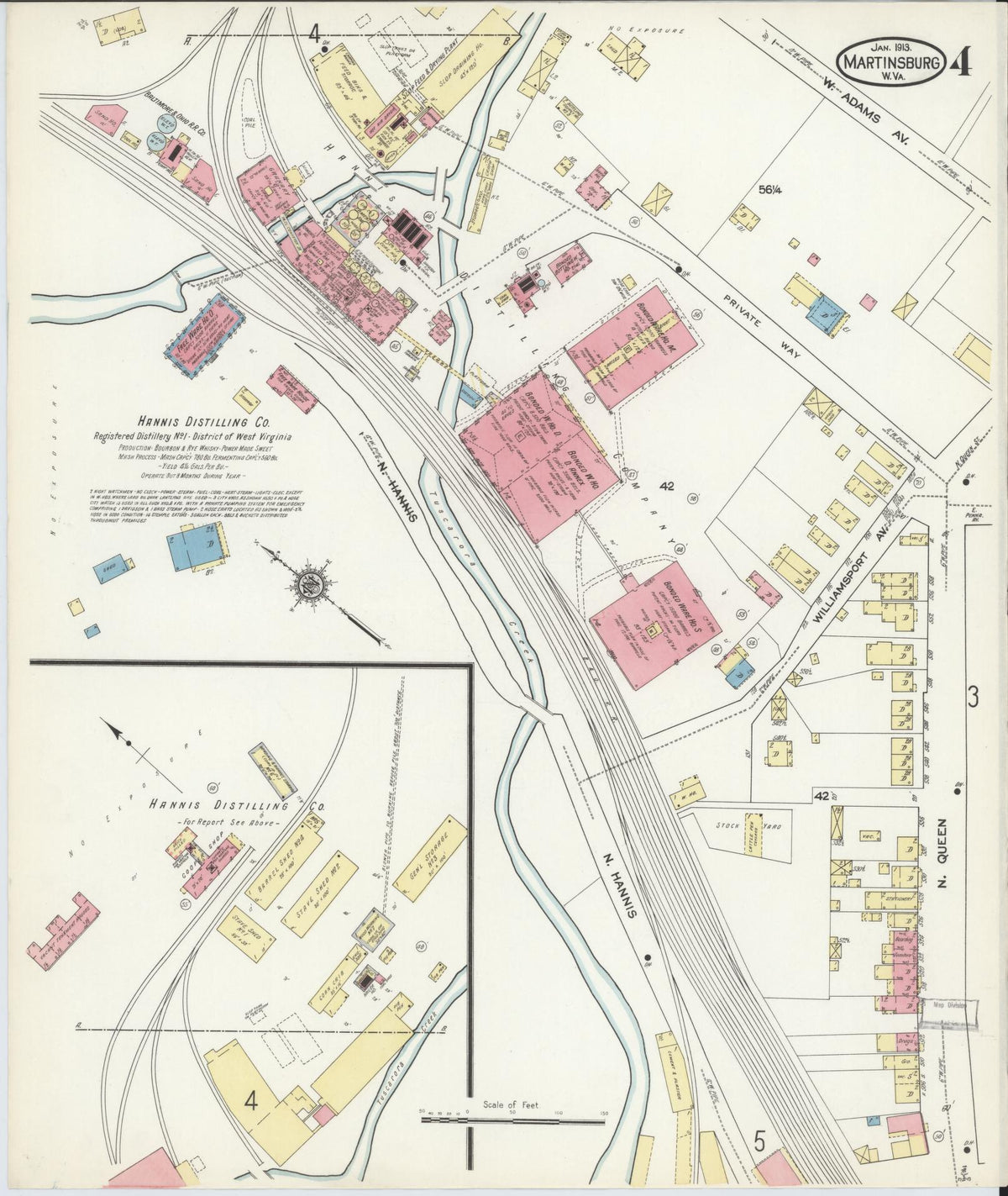 Sanborn Fire Insurance Map from Martinsburg, Berkeley County, West Virginia (1913), Sheet #0004 - Complete Map Set gallery image, historic Sanborn map, vintage wall art, West Virginia West Virginia