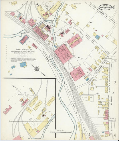 Sanborn Fire Insurance Map from Martinsburg, Berkeley County, West Virginia (1913), Sheet #0004 - Complete Map Set gallery image, historic Sanborn map, vintage wall art, West Virginia West Virginia