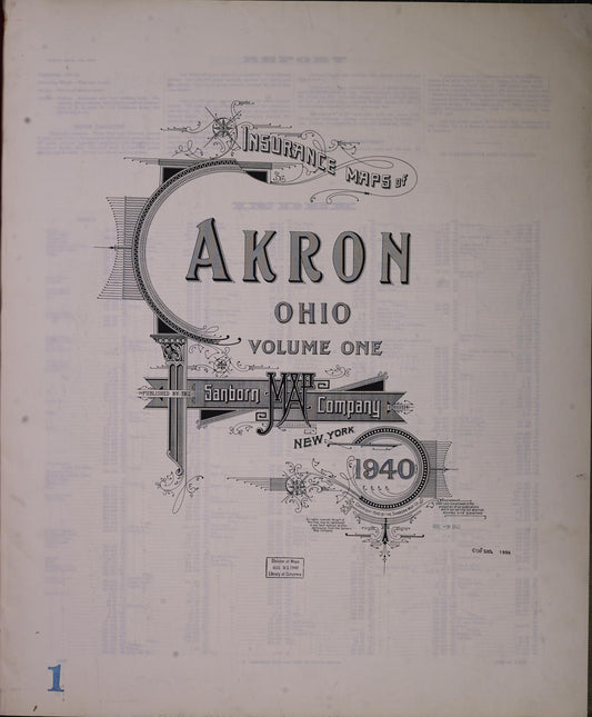 Sanborn Fire Insurance Map from Akron, Summit County, Ohio (1940), Sheet #0001 - Complete Map Set gallery image, historic Sanborn map, vintage wall art, Ohio Ohio
