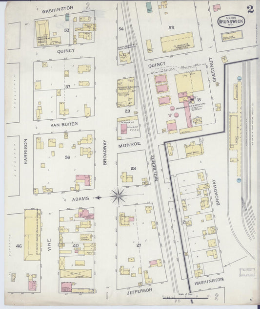 Sanborn Fire Insurance Map from Brunswick, Chariton County, Missouri (1893), Sheet #0002 - Historic Sanborn Fire Insurance Map Print, vintage old map wall art, antique decor, genealogy gift, Missouri Missouri map