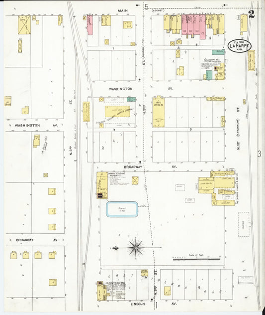 Sanborn Fire Insurance Map from La Harpe, Allen County, Kansas (1906), Sheet #0002 - Historic Sanborn Fire Insurance Map Print, vintage old map wall art, antique decor, genealogy gift, Kansas Kansas map