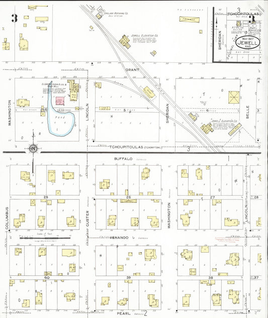 Sanborn Fire Insurance Map from Jewell, Jewell County, Kansas (1927), Sheet #0003 - Historic Sanborn Fire Insurance Map Print, vintage old map wall art, antique decor, genealogy gift, Kansas Kansas map