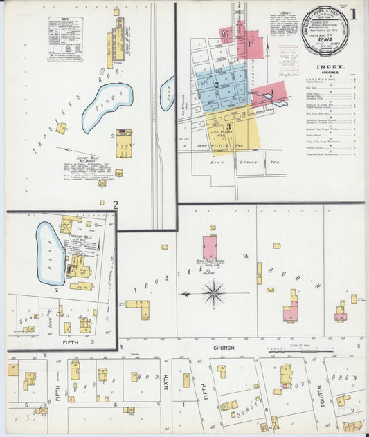 Sanborn Fire Insurance Map from Xenia, Clay County, Illinois (1899), Sheet #0001 - Historic Sanborn Fire Insurance Map Print, vintage old map wall art, antique decor, genealogy gift, Illinois Illinois map