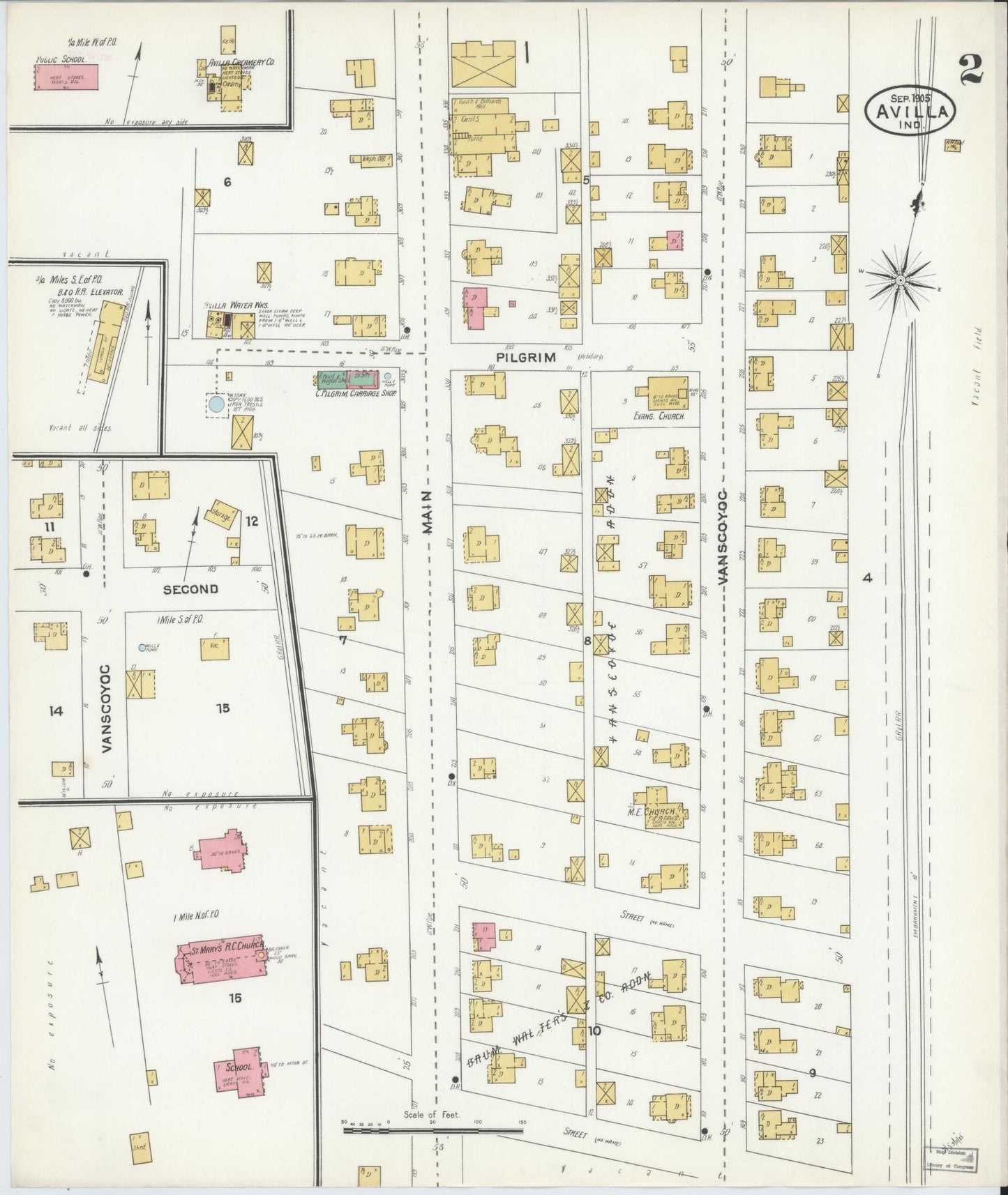 Sanborn Fire Insurance Map from Avilla, Noble County, Indiana (1905), Sheet #0002 - Historic Sanborn Fire Insurance Map Print, vintage old map wall art, antique decor, genealogy gift, Indiana Indiana map