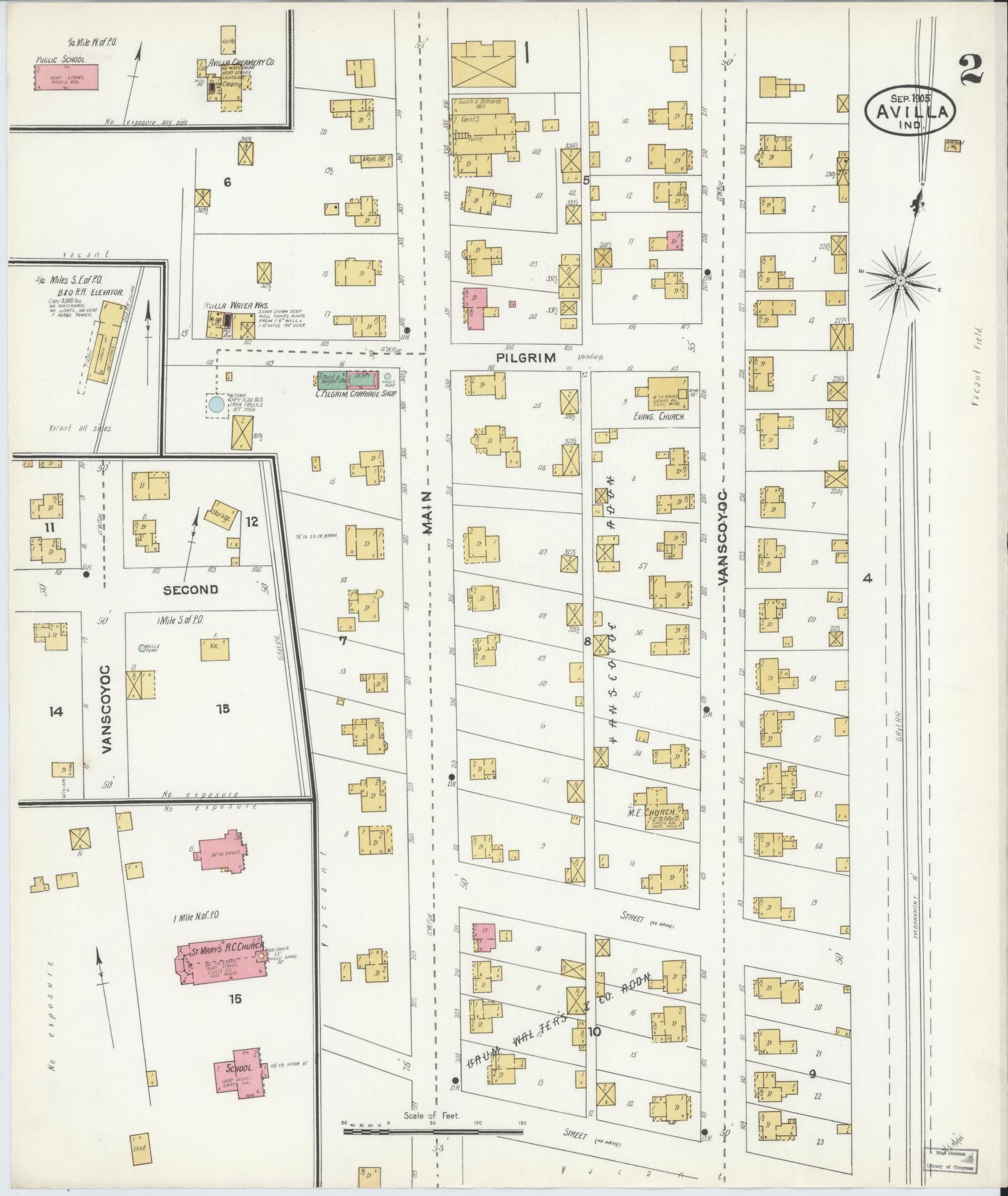 Sanborn Fire Insurance Map from Avilla, Noble County, Indiana (1905), Sheet #0002 - Historic Sanborn Fire Insurance Map Print, vintage old map wall art, antique decor, genealogy gift, Indiana Indiana map