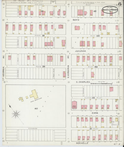 Sanborn Fire Insurance Map from Knoxville Borough, Allegheny County, Pennsylvania (1893), Sheet #0006 - Historic Sanborn Fire Insurance Map Print, vintage old map wall art, antique decor, genealogy gift, Pennsylvania Pennsylvania map