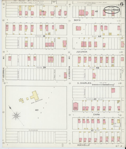 Sanborn Fire Insurance Map from Knoxville Borough, Allegheny County, Pennsylvania (1893), Sheet #0006 - Historic Sanborn Fire Insurance Map Print, vintage old map wall art, antique decor, genealogy gift, Pennsylvania Pennsylvania map