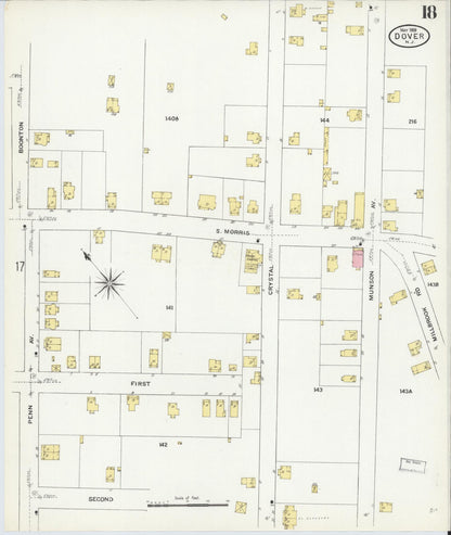 Sanborn Fire Insurance Map from Dover, Morris County, New Jersey (1909), Sheet #0018 - Historic Sanborn Fire Insurance Map Print, vintage old map wall art, antique decor, genealogy gift, New Jersey New Jersey map