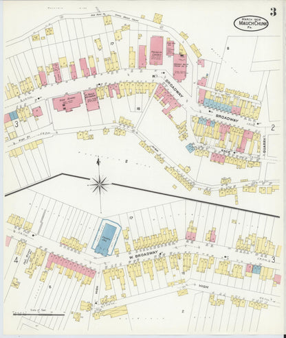 Sanborn Fire Insurance Map from Mauch Chunk, Carbon County, Pennsylvania (1908), Sheet #0003 - Complete Map Set gallery image, historic Sanborn map, vintage wall art, Pennsylvania Pennsylvania