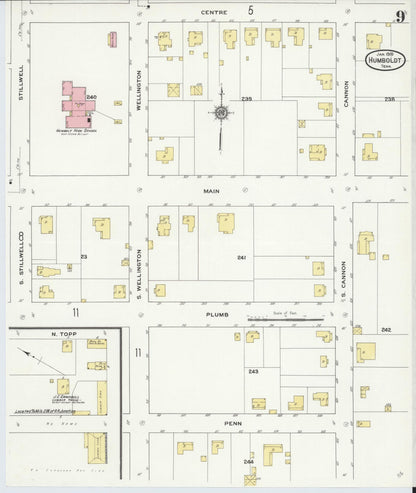 Sanborn Fire Insurance Map from Humboldt, Gibson County, Tennessee (1910), Sheet #0009 - Complete Map Set gallery image, historic Sanborn map, vintage wall art, Tennessee Tennessee