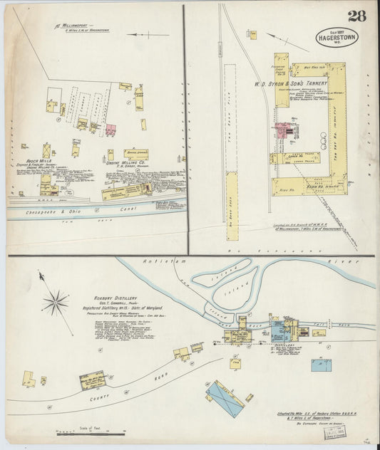 Sanborn Fire Insurance Map from Hagerstown, Washington County, Maryland (1897), Sheet #0028 - Historic Sanborn Fire Insurance Map Print, vintage old map wall art, antique decor, genealogy gift, Maryland Maryland map