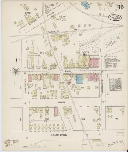 Sanborn Fire Insurance Map from Dallas, Dallas County, Texas (1885), Sheet #0016 - Complete Map Set gallery image, historic Sanborn map, vintage wall art, Texas Texas