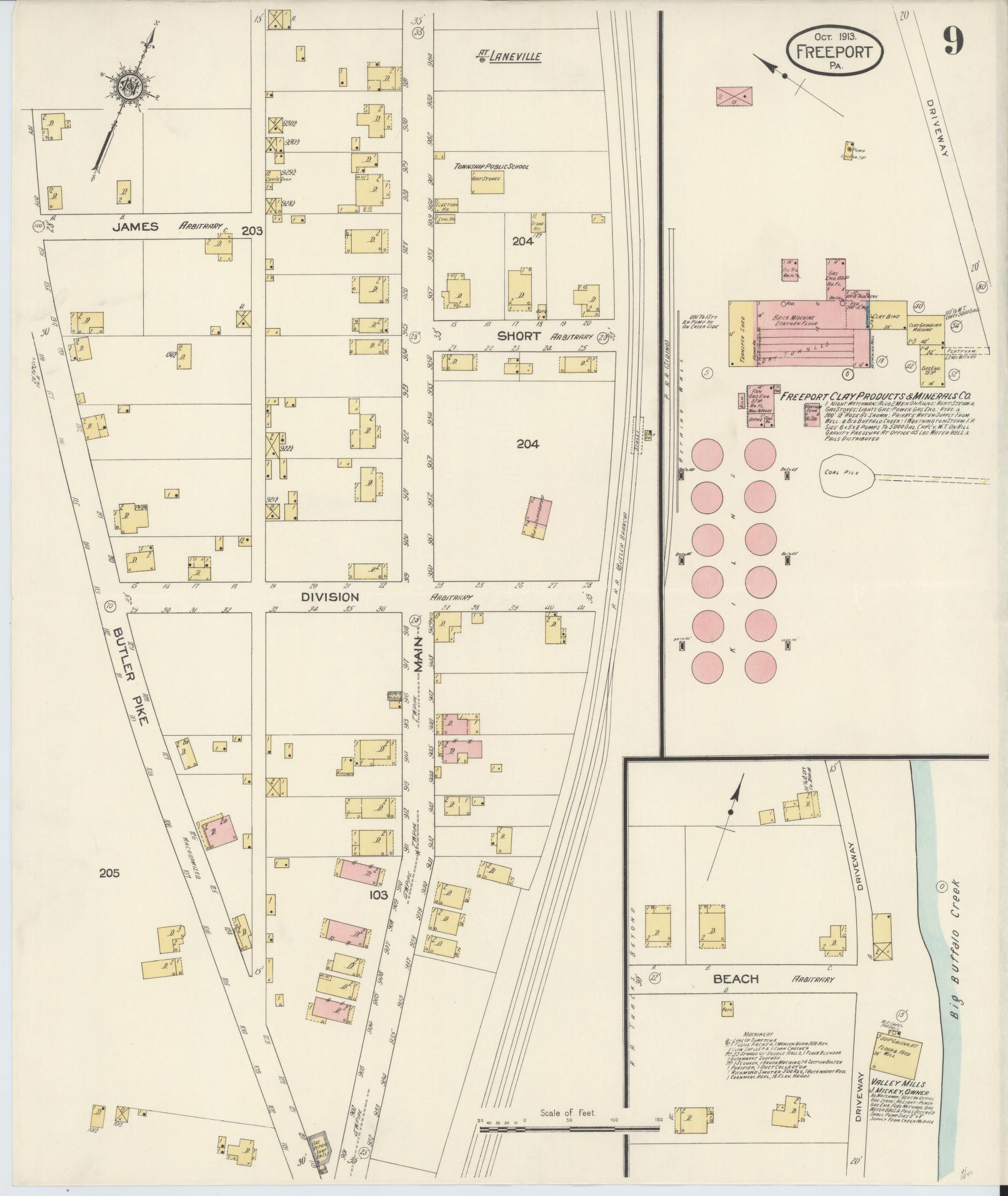 Sanborn Fire Insurance Map from Freeport, Armstrong County, Pennsylvania (1913), Sheet #0009 - Historic Sanborn Fire Insurance Map Print, vintage old map wall art, antique decor, genealogy gift, Pennsylvania Pennsylvania map
