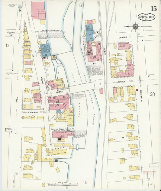Sanborn Fire Insurance Map from Seneca Falls, Seneca County, New York (1911), Sheet #0015 - Historic Sanborn Fire Insurance Map Print, vintage old map wall art, antique decor, genealogy gift, New York New York map