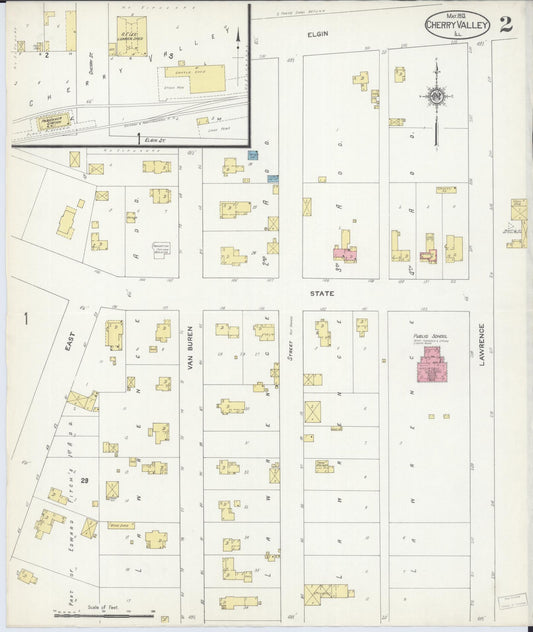 Sanborn Fire Insurance Map from Cherry Valley, Winnebago County, Illinois (1913), Sheet #0002 - Historic Sanborn Fire Insurance Map Print, vintage old map wall art, antique decor, genealogy gift, Illinois Illinois map