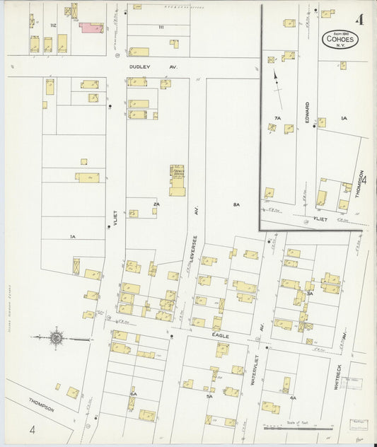 Sanborn Fire Insurance Map from Cohoes, Albany County, New York (1910), Sheet #0004 - Historic Sanborn Fire Insurance Map Print, vintage old map wall art, antique decor, genealogy gift, New York New York map