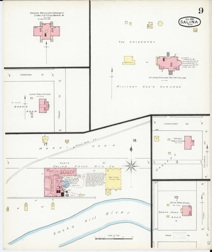 Sanborn Fire Insurance Map from Salina, Saline County, Kansas (1892), Sheet #0009 - Complete Map Set gallery image, historic Sanborn map, vintage wall art, Kansas Kansas