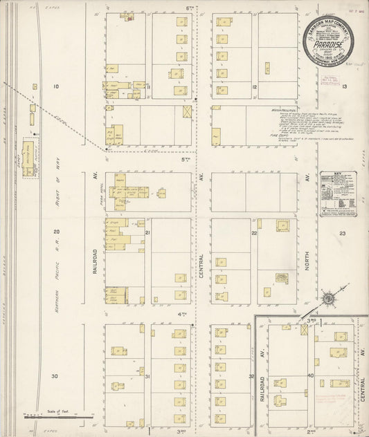 Sanborn Fire Insurance Map from Paradise, Sanders County, Montana (1910), Sheet #0001 - Historic Sanborn Fire Insurance Map Print, vintage old map wall art, antique decor, genealogy gift, Montana Montana map