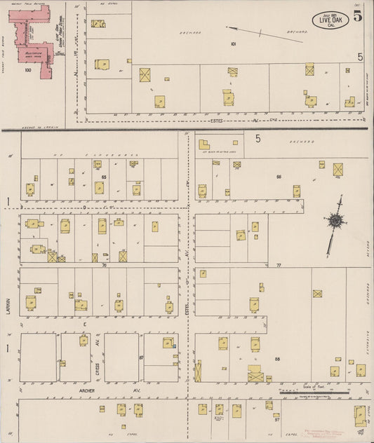 Sanborn Fire Insurance Map from Live Oak, Sutter County, California (1921), Sheet #0005 - Historic Sanborn Fire Insurance Map Print, vintage old map wall art, antique decor, genealogy gift, California California map