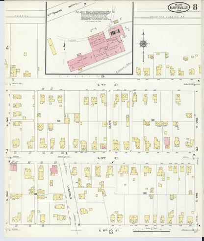 Sanborn Fire Insurance Map from Marysville, Union County, Ohio (1910), Sheet #0008 - Complete Map Set gallery image, historic Sanborn map, vintage wall art, Ohio Ohio