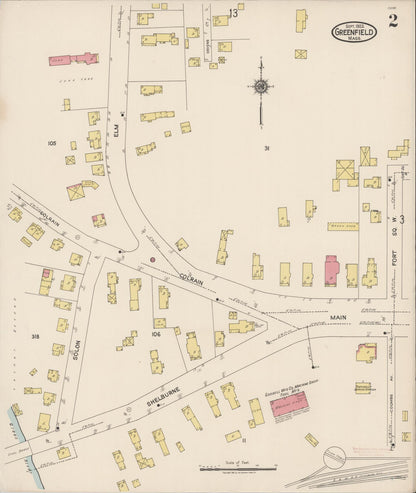 Sanborn Fire Insurance Map from Greenfield, Franklin County, Massachusetts (1922), Sheet #0002 - Complete Map Set gallery image, historic Sanborn map, vintage wall art, Massachusetts Massachusetts