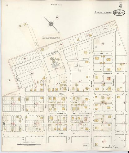 Sanborn Fire Insurance Map from Rogers, Bell County, Texas (1944), Sheet #0004 - Complete Map Set gallery image, historic Sanborn map, vintage wall art, Texas Texas