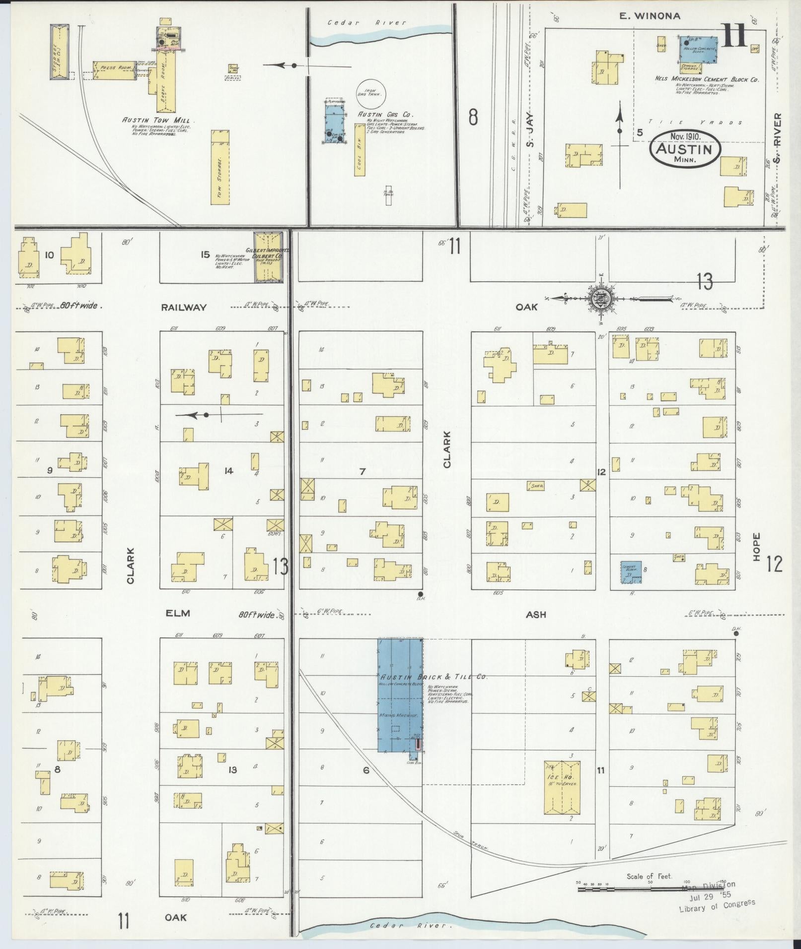 Sanborn Fire Insurance Map from Austin, Mower County, Minnesota (1910), Sheet #0011 - Historic Sanborn Fire Insurance Map Print, vintage old map wall art, antique decor, genealogy gift, Minnesota Minnesota map