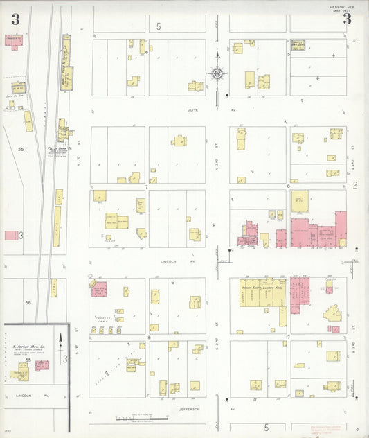 Sanborn Fire Insurance Map from Hebron, Thayer County, Nebraska (1937), Sheet #0003 - Historic Sanborn Fire Insurance Map Print, vintage old map wall art, antique decor, genealogy gift, Nebraska Nebraska map