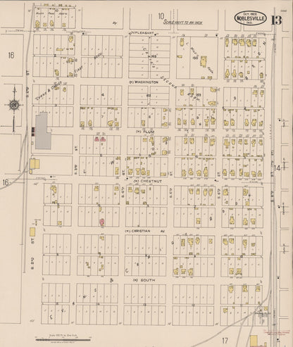 Sanborn Fire Insurance Map from Noblesville, Hamilton County, Indiana (1922), Sheet #0013 - Complete Map Set gallery image, historic Sanborn map, vintage wall art, Indiana Indiana