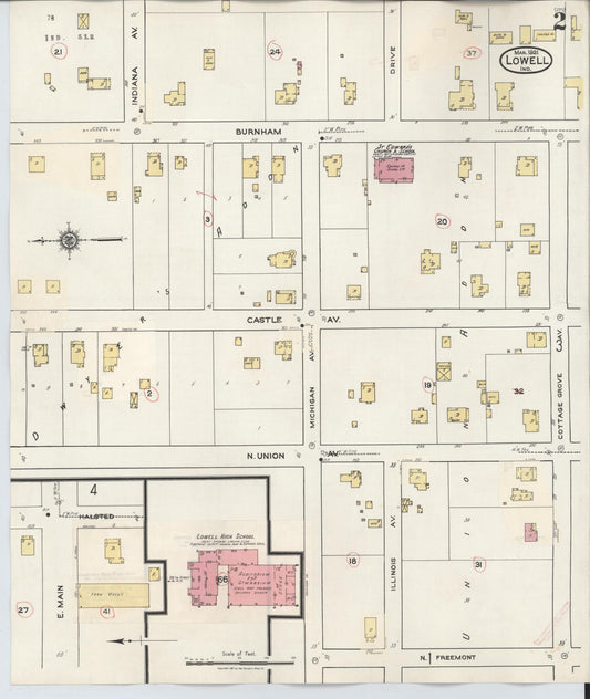Sanborn Fire Insurance Map from Lowell, Lake County, Indiana (1942), Sheet #0002 - Historic Sanborn Fire Insurance Map Print, vintage old map wall art, antique decor, genealogy gift, Indiana Indiana map