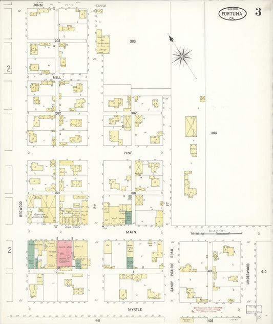 Sanborn Fire Insurance Map from Fortuna, Humboldt County, California (1900), Sheet #0003 - Historic Sanborn Fire Insurance Map Print, vintage old map wall art, antique decor, genealogy gift, California California map