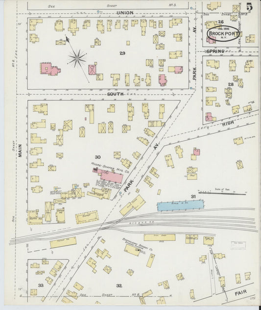 Sanborn Fire Insurance Map from Brockport, Monroe County, New York (1892), Sheet #0005 - Historic Sanborn Fire Insurance Map Print, vintage old map wall art, antique decor, genealogy gift, New York New York map