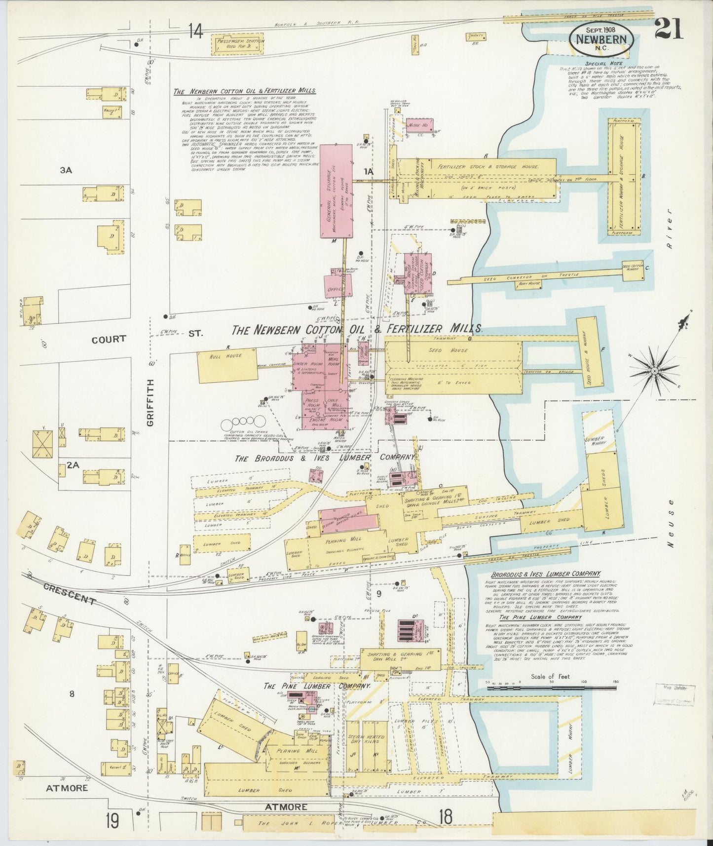 Sanborn Fire Insurance Map from New Bern, Craven County, North Carolina (1908), Sheet #0021 - Historic Sanborn Fire Insurance Map Print, vintage old map wall art, antique decor, genealogy gift, North Carolina North Carolina map