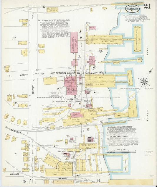 Sanborn Fire Insurance Map from New Bern, Craven County, North Carolina (1908), Sheet #0021 - Historic Sanborn Fire Insurance Map Print, vintage old map wall art, antique decor, genealogy gift, North Carolina North Carolina map