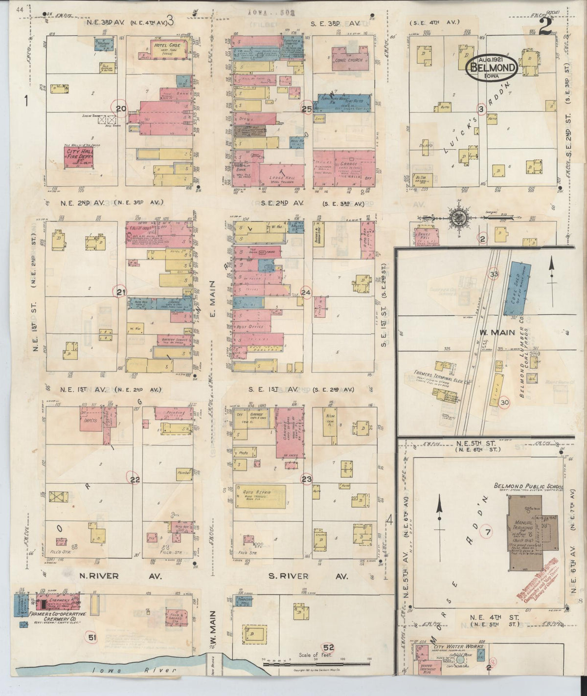 Sanborn Fire Insurance Map from Belmond, Wright County, Iowa (1939), Sheet #0002 - Historic Sanborn Fire Insurance Map Print