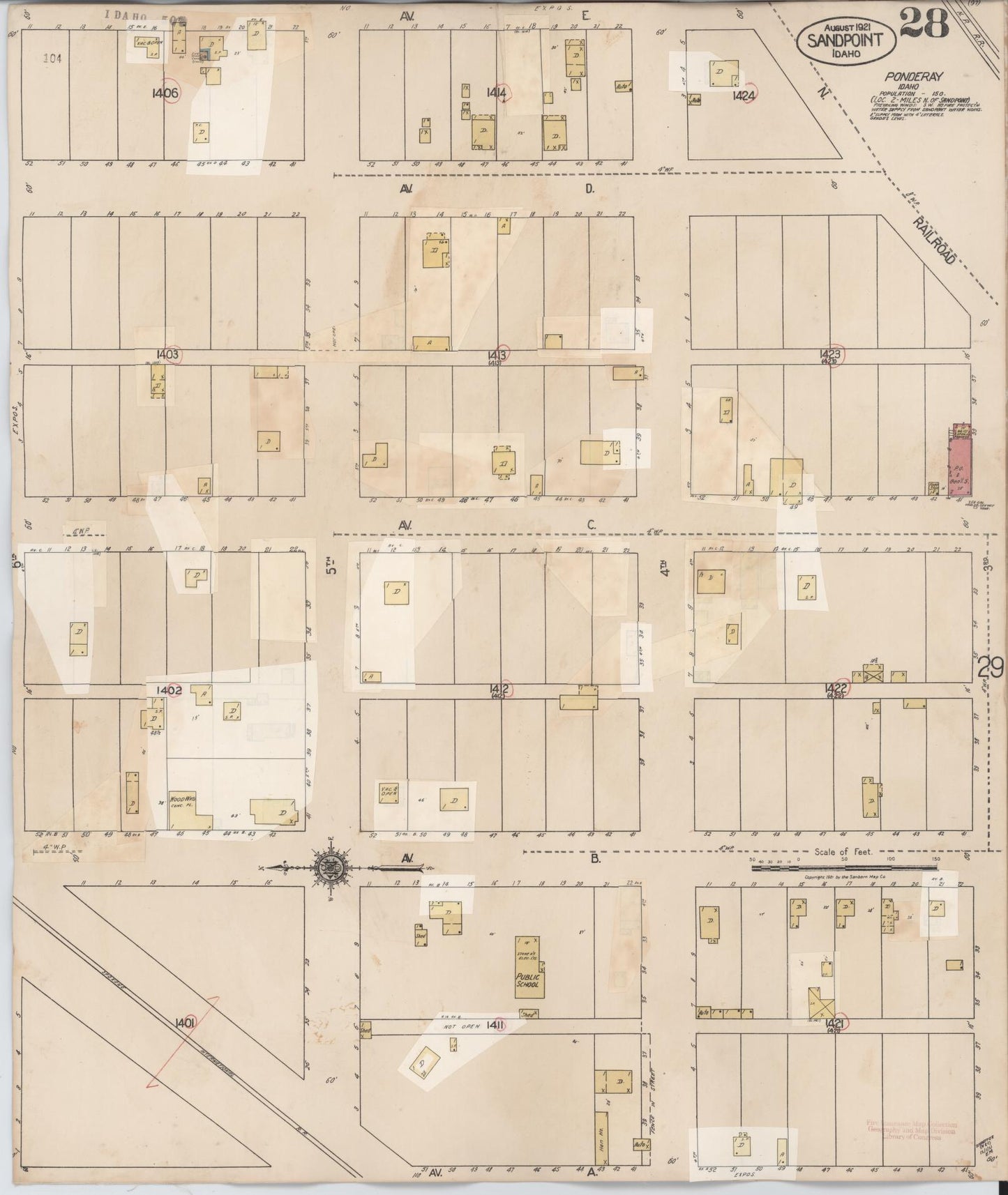 Sanborn Fire Insurance Map from Sandpoint, Bonner County, Idaho (1948), Sheet #0028 - Complete Map Set gallery image, historic Sanborn map, vintage wall art, Idaho Idaho