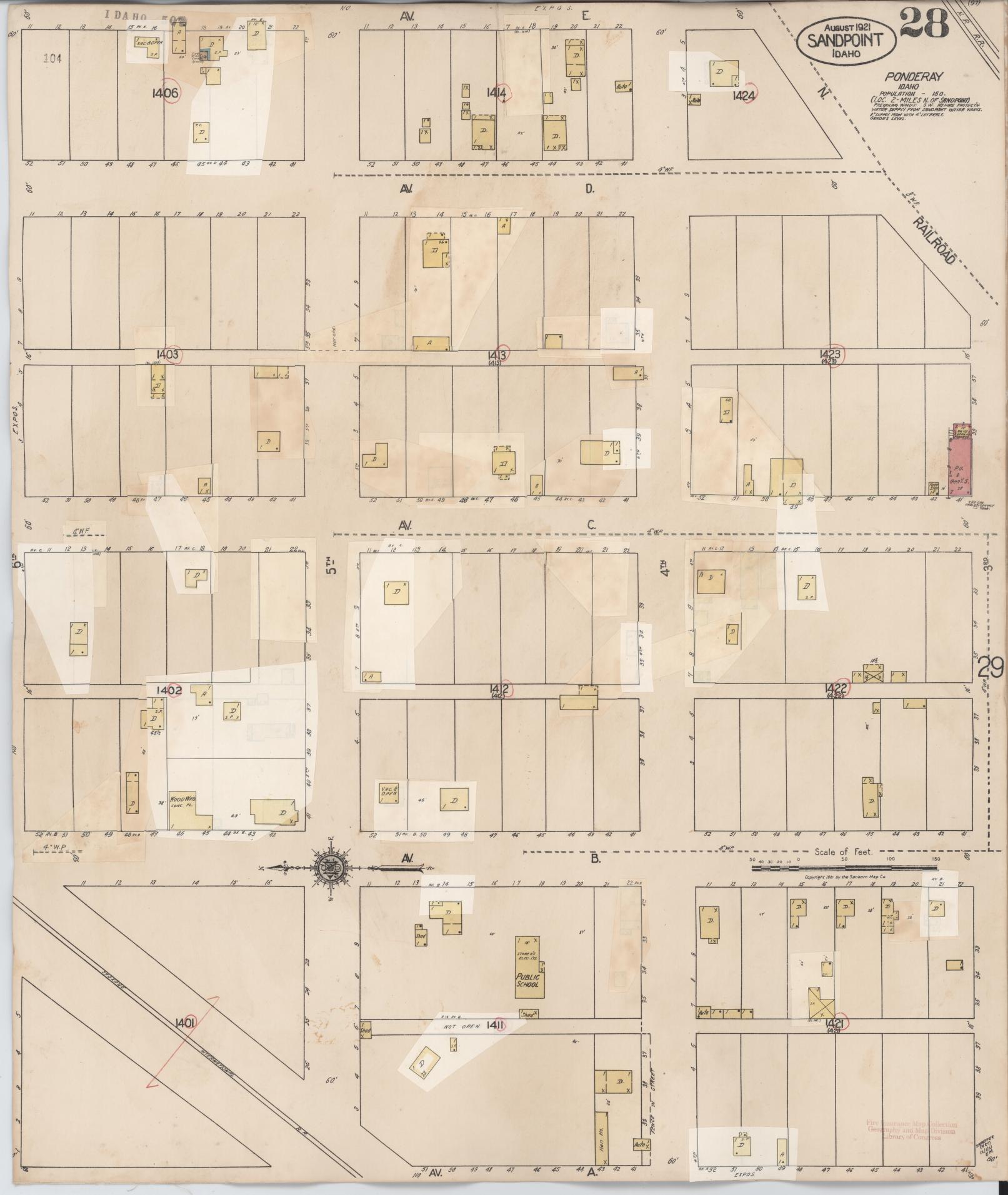 Sanborn Fire Insurance Map from Sandpoint, Bonner County, Idaho (1948), Sheet #0028 - Complete Map Set gallery image, historic Sanborn map, vintage wall art, Idaho Idaho
