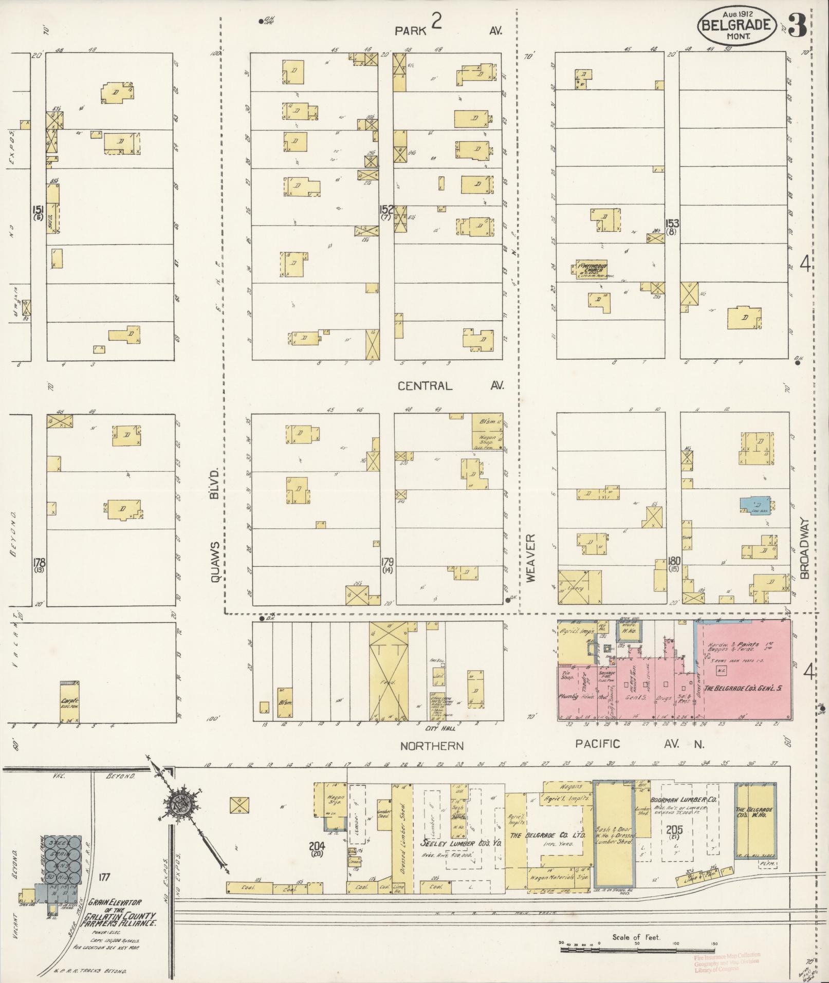Sanborn Fire Insurance Map from Belgrade, Gallatin County, Montana (1912), Sheet #0003 - Historic Sanborn Fire Insurance Map Print, vintage old map wall art, antique decor, genealogy gift, Montana Montana map