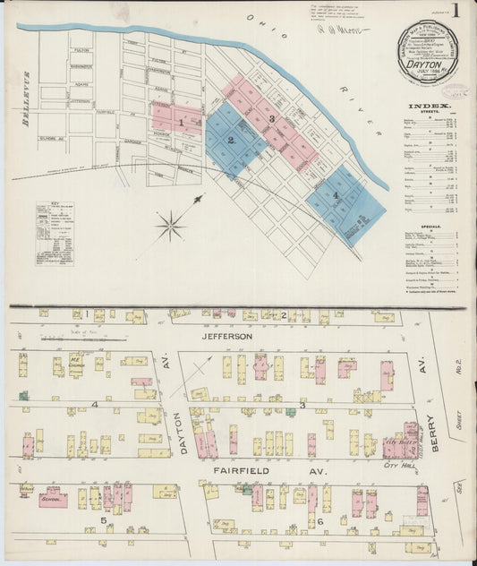 Sanborn Fire Insurance Map from Dayton, Campbell County, Kentucky (1886), Sheet #0001 - Historic Sanborn Fire Insurance Map Print, vintage old map wall art, antique decor, genealogy gift, Kentucky Kentucky map