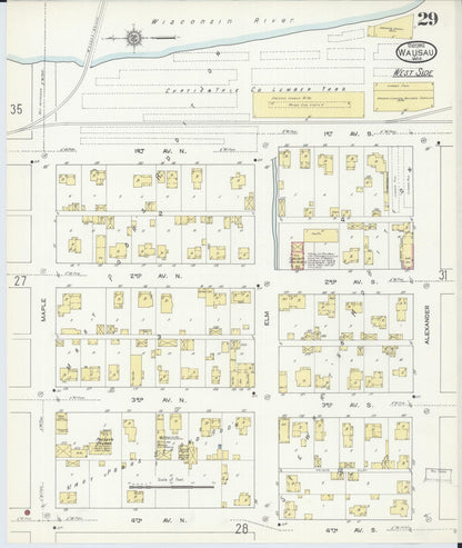 Sanborn Fire Insurance Map from Wausau, Marathon County, Wisconsin (1912), Sheet #0029 - Complete Map Set gallery image, historic Sanborn map, vintage wall art, Wisconsin Wisconsin
