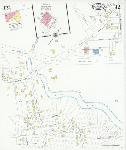 Sanborn Fire Insurance Map from Fairfield, Fairfield County, Connecticut (1930), Sheet #0012 - Complete Map Set gallery image, historic Sanborn map, vintage wall art, Connecticut Connecticut
