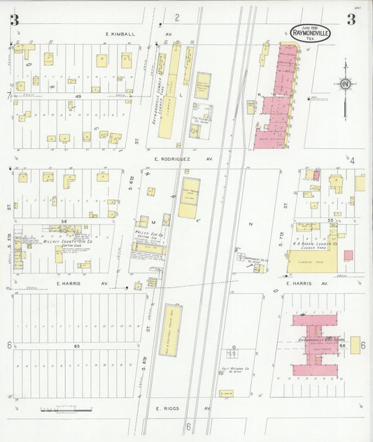 Sanborn Fire Insurance Map from Raymondville, Willacy County, Texas (1930), Sheet #0003 - Historic Sanborn Fire Insurance Map Print, vintage old map wall art, antique decor, genealogy gift, Texas Texas map