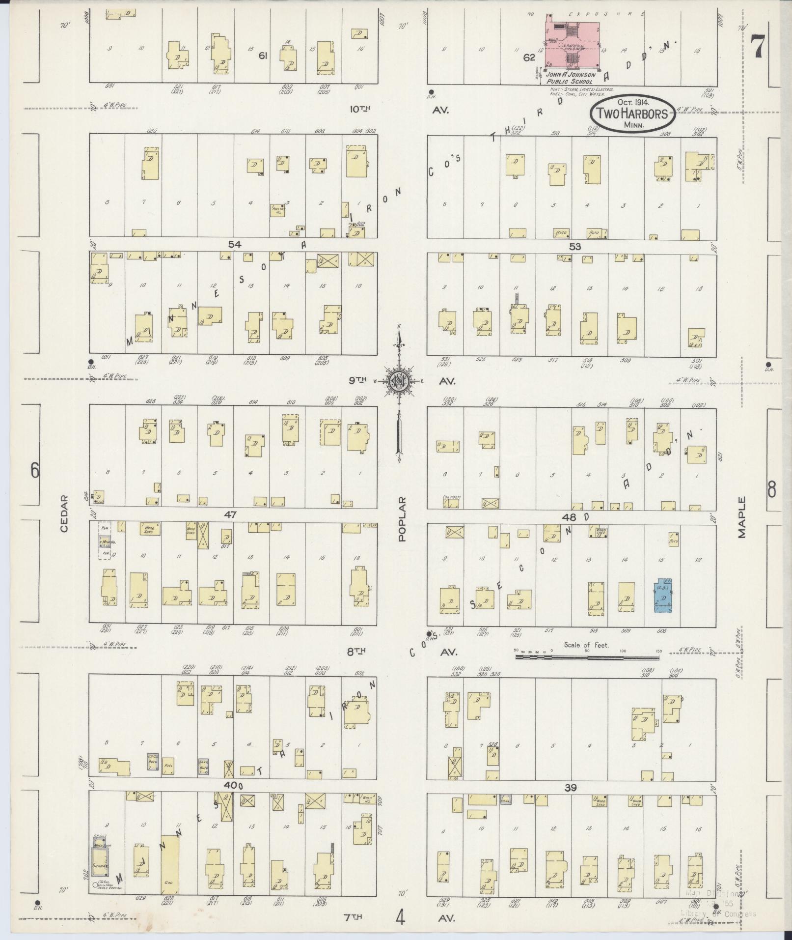 Sanborn Fire Insurance Map from Two Harbors, Lake County, Minnesota (1914), Sheet #0007 - Complete Map Set gallery image, historic Sanborn map, vintage wall art, Minnesota Minnesota